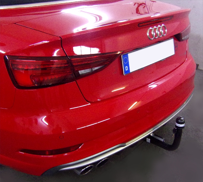 Anhängerkupplung für Audi-S3 Cabrio spez. S3 8V, nur für Heckträgerbetrieb, Montage nur bei uns im Haus, Baureihe 2016-2024 V-abnehmbar