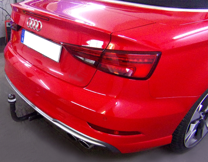 Anhängerkupplung für Audi-S3 Cabrio spez. S3 8V, nur für Heckträgerbetrieb, Montage nur bei uns im Haus, Baureihe 2016-2024 V-abnehmbar