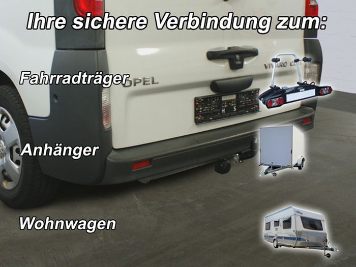 Anhängerkupplung für Opel-Vivaro Kasten/ Bus/ Kombi, Baureihe 2003-2006 starr