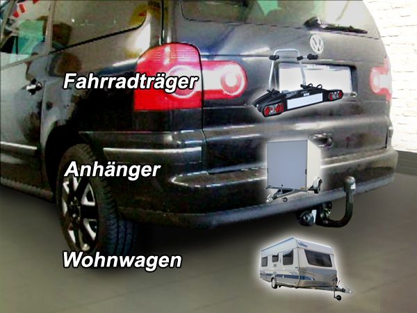 Anhängerkupplung für VW-Sharan inkl. 4x4, Baureihe 2006-2010 V-abnehmbar