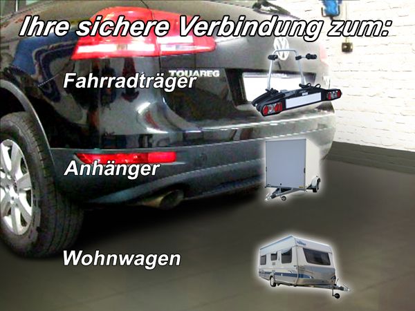 Anhängerkupplung für VW-Touareg f. Fzg. m. Reserverad am Boden, Baureihe 2002-2005 V-abnehmbar